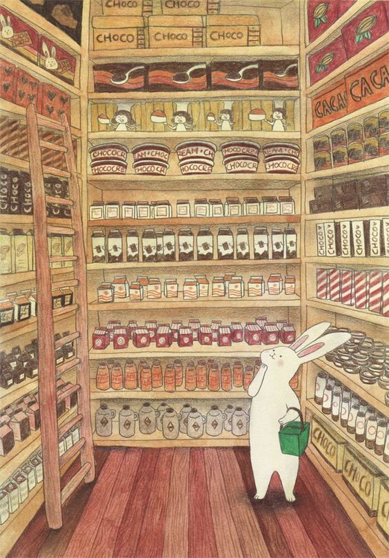 Lapinou escogiendo chocolates